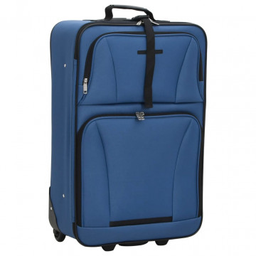 Set de bagaje de călătorie, 5 piese, albastru, material textil - Img 3
