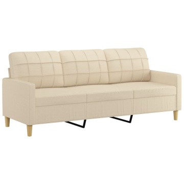 Set de canapele cu perne, 2 piese, crem, textil - Img 4