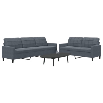 Set de canapele cu perne, 2 piese, gri închis, catifea - Img 1