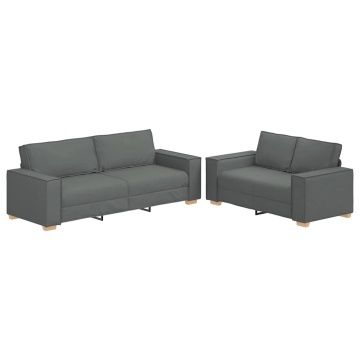 Set de canapele cu perne, 2 piese, gri închis, textil - Img 2