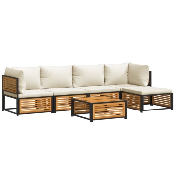 Set de canapele grădină cu perne, 6 piese, lemn masiv acacia - Img 2