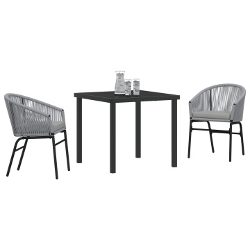Set de Dining 3 Piese Gri Poliratan - Img 3