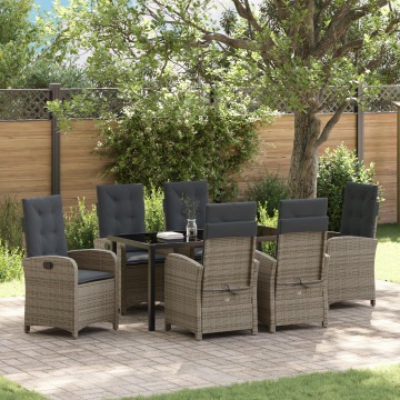 Set de dining 7 piese cu perne gri din poli ratan - Img 1
