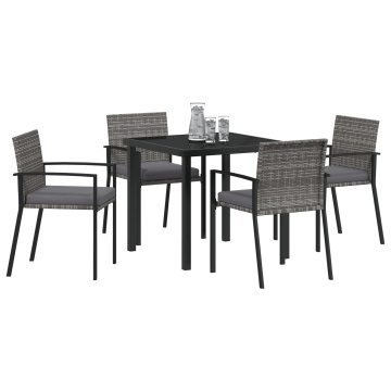 Set de dining de grădină 5 piese Gri Poliratan - Img 3