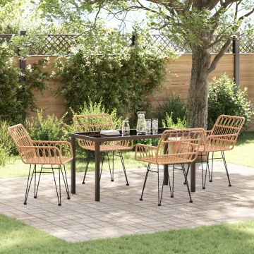 Set de dining de grădină 5 piese Rattan Poly Brown - Img 1