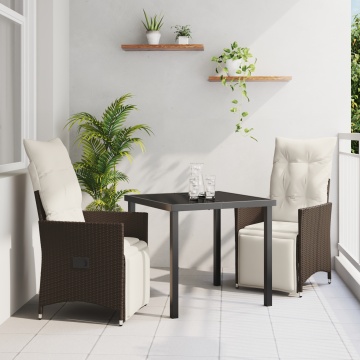 Set de dining de grădină cu 3 piese și perne Maro Rattan Poli - Img 1