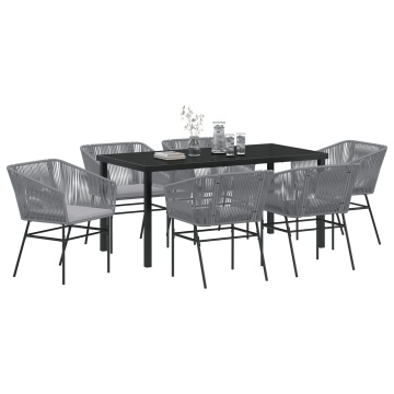 Set de dining de grădină cu perne gri din poliratan - Img 3