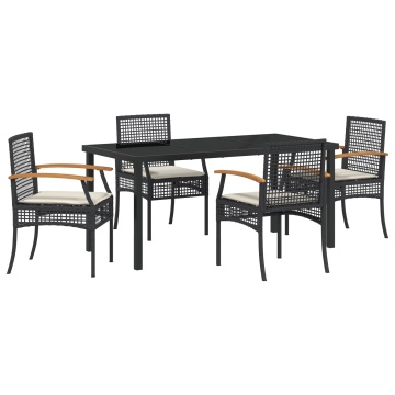 Set de Dining Grădină de 5 Piese cu Perne Negru Poliratan - Img 2