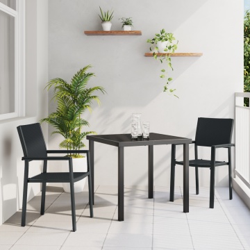 Set de dining în grădină 3 piese Negru Poly Rattan - Img 1