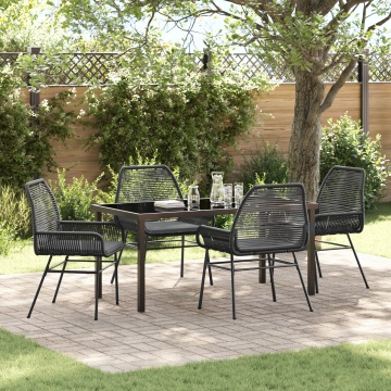 Set de dining pentru grădină 5 piese cu perne Ratan polimeric negru - Img 1