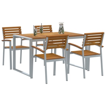 Set de dining pentru grădină , 5 piese, din lemn solid de acacia și metal - Img 3