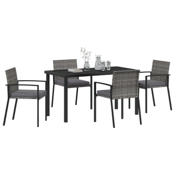 Set de dining pentru grădină 5 piese gri poliratan - Img 3