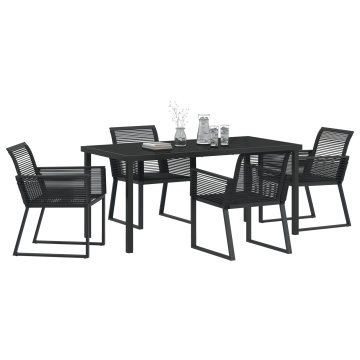 Set de dining pentru grădină , 5 piese, negru, ratan - Img 3