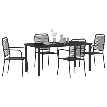 Set de dining pentru grădină 5 Piese Negru Sfoară de bumbac și Oțel - Img 3