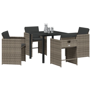 Set de Dining pentru Grădină cu Perne Gri Poliratan - Img 3