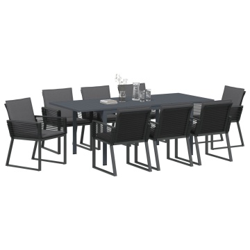 Set de dining pentru grădină cu perne Rattan PE negru, Masa extensibilă pentru grădină antracit (140-210)x90x73 cm oțel - Img 3