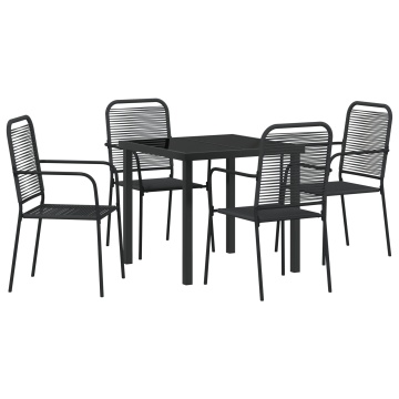 Set de dining pentru grădină de 5 piese Negru Sfoară de bumbac și Oțel - Img 2