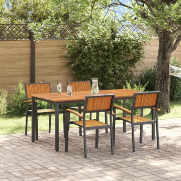 Set de dining pentru grădină din 5 piese din lemn solid de acacia și metal - Img 1