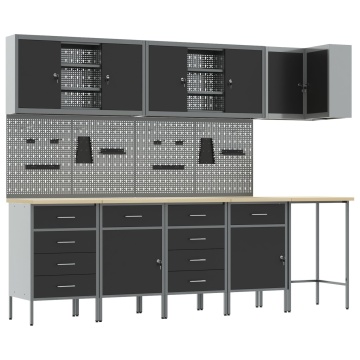 Set de dulap de lucru și tablă de șuruburi , 12 piese, din MDF și metal negru - Img 2