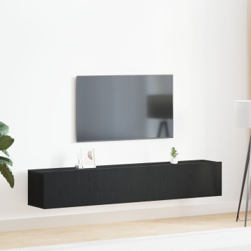 Set de dulap TV 2 piese Negru din lemn laminat - Img 1