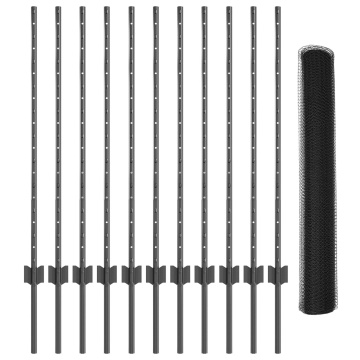 Set de îngrădire de grădină Set de 2 Gri Metal 25 x 1 m Durabil - Img 2