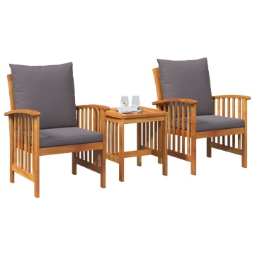 Set de lounge pentru grădină 3 piese cu perne din lemn solid de acacia - Img 3