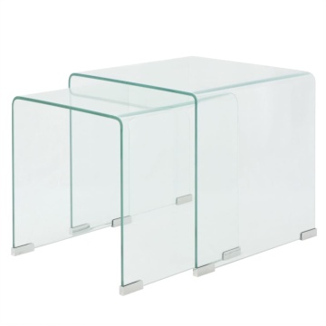 Set de masă din sticlă securit transparentă, stivuibil, 2 piese - Img 1