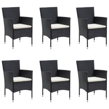 Set de masă pentru grădină, 7 piese, cu perne, negru - Img 4