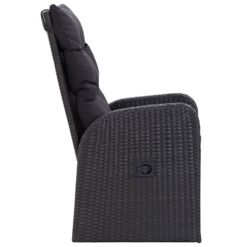 Set de masă pentru grădină, 7 piese, cu perne, negru - Img 5