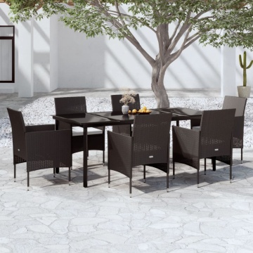 Set de masă pentru grădină, 7 piese, cu perne, negru - Img 1