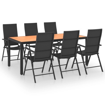 Set de masă pentru grădină, 7 piese, negru și maro - Img 2