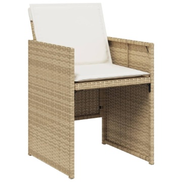 Set de masă pentru grădină, 9 piese, cu perne, bej, poliratan - Img 4