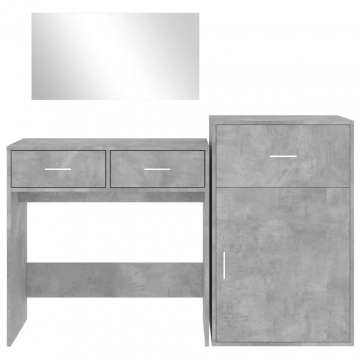 Set de măsuță de toaletă, 3 piese, gri beton, lemn prelucrat - Img 8