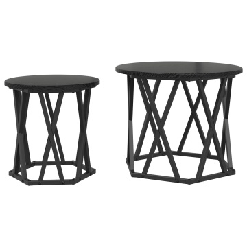 Set de mese laterale nesting 2 buc Negru Stejar Lemn compus - Img 2