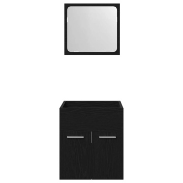 Set de mobilier de baie din 2 piese din lemn de stejar negru - Img 5