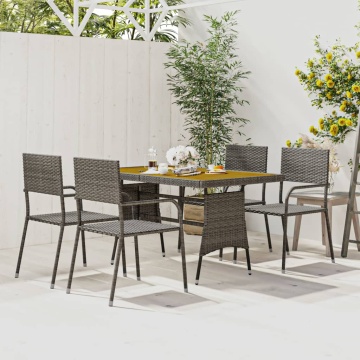 Set de mobilier de exterior, 5 piese, gri, poliratan - Img 1