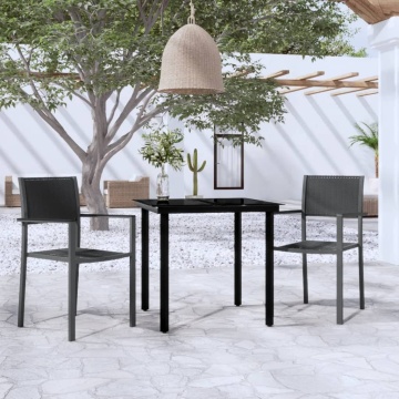Set de mobilier de grădină, 3 piese, negru - Img 1