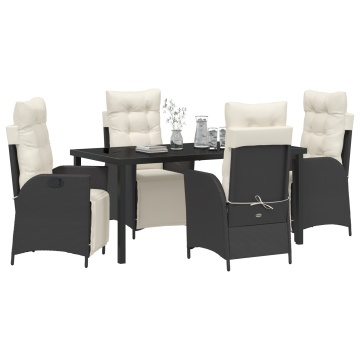 Set de Mobilier de Grădină cu 5 Piese Negru din Poliratan - Img 3
