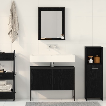 Set de mobilier pentru baie , 2 piese, lemn ingineresc, stejar negru - Img 4