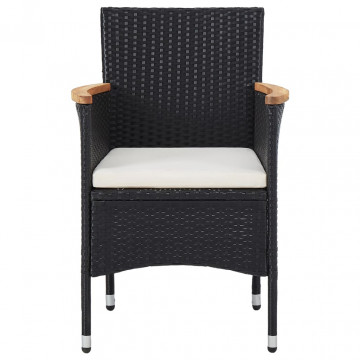 Set de mobilier pentru grădină, 3 piese, negru, poliratan - Img 4