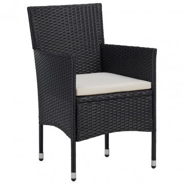 Set de mobilier pentru grădină, 3 piese, negru, poliratan - Img 3