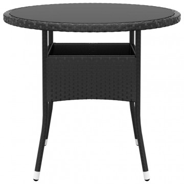 Set de mobilier pentru grădină, 5 piese, negru, poliratan - Img 5