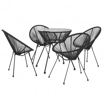 Set de mobilier pentru grădină, 5 piese, negru - Img 3