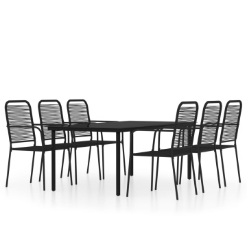 Set de mobilier pentru grădină, 7 piese, negru - Img 2
