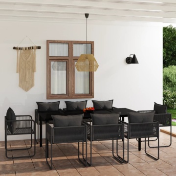 Set de mobilier pentru grădină, 9 piese, negru - Img 1
