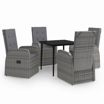 Set de mobilier pentru grădină, cu perne, 5 piese, gri - Img 2