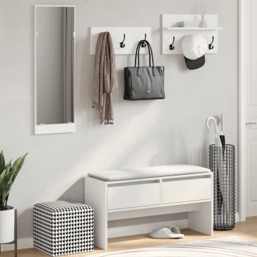 Set de mobilier pentru hol, 4 piese, alb, lemn prelucrat - Img 3