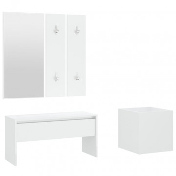 Set de mobilier pentru hol, alb, lemn prelucrat - Img 2
