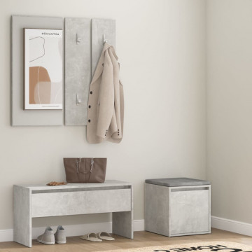 Set de mobilier pentru hol, gri beton, lemn prelucrat - Img 1