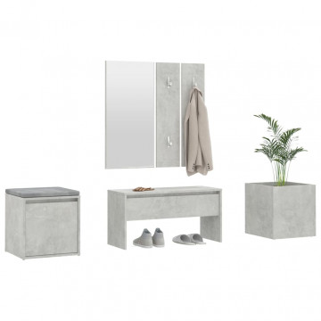 Set de mobilier pentru hol, gri beton, lemn prelucrat - Img 4